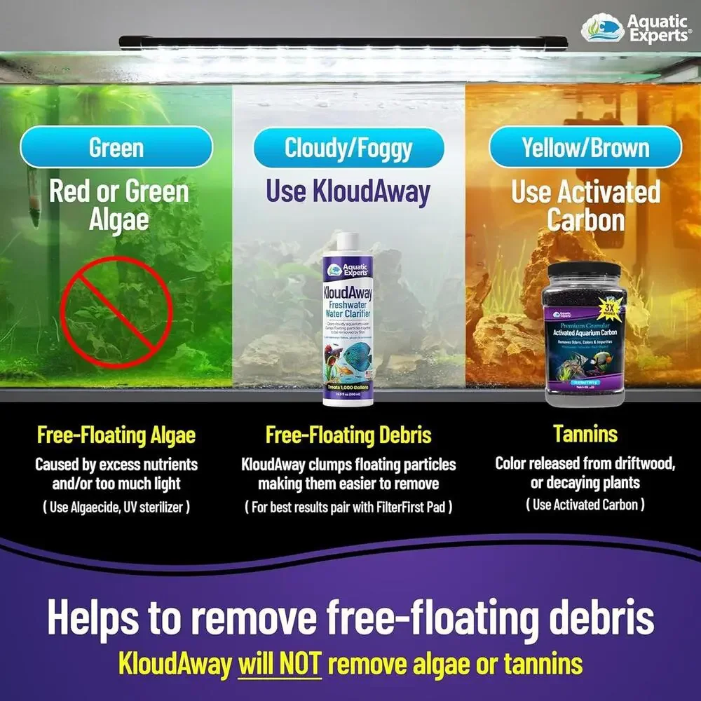KloudAway Freshwater Aquarium Water Clarifier - 16.9 Fl Oz Fast-Acting Solution